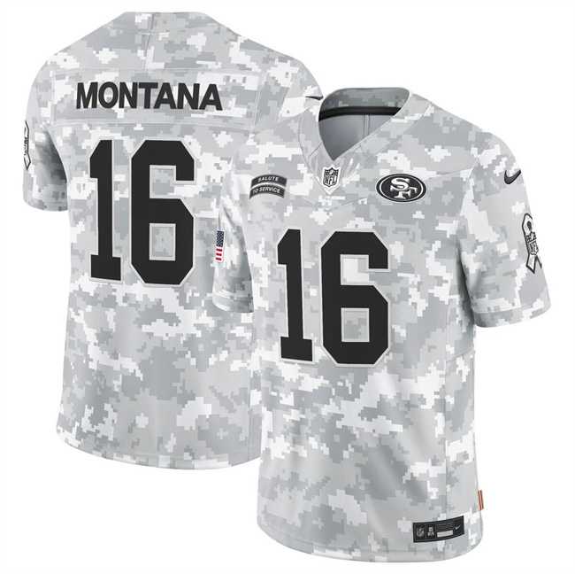 Men's San Francisco 49ers #16 Joe Montana 2024 F.U.S.E Arctic Camo Salute To Service Limited Stitched Jersey Dyin,We sell and wholesale Men's San Francisco 49ers #16 Joe Montana 2024 F.U.S.E Arctic Camo Salute To Service Limited Stitched Jersey Dyin on line form chian!